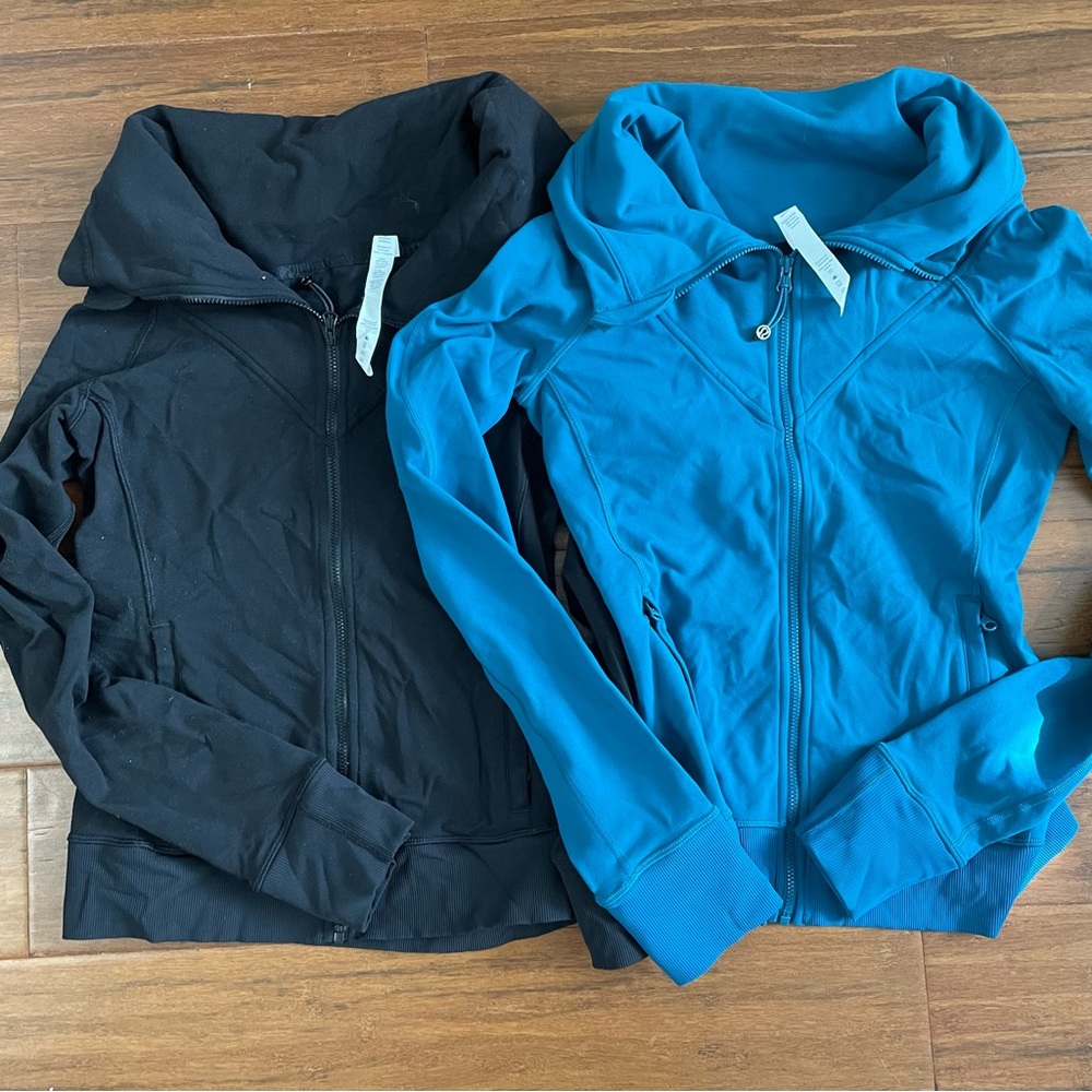 EUC LULULEMON OLDER STYLES JACKETS SIZE 4 AND 6 BLACK AND ALBERTA TEAL TOPS